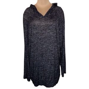 Ultra Teeze | Heather Black Hooded Tunic Sweatshirt 3X